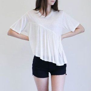 IRO White Sheer Abips Asymmetrical High Cut Tee
